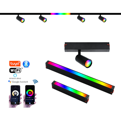 Magnetyczne światło szynowe LED 80 lm/w Inteligentne przyciemnianie dopasowujące kolory Reflektor powodziowy RGB