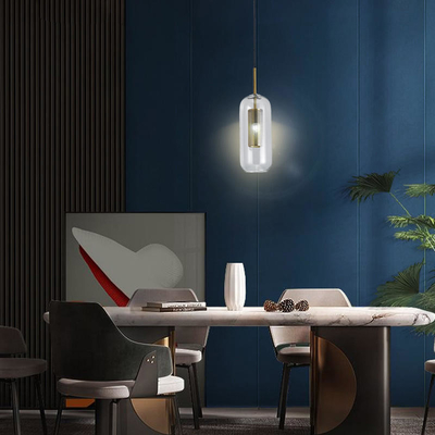 Długa kolumna AC 220V mała lampa wisząca LED przezroczysty abażur