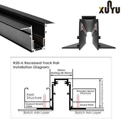 OEM Black Embedded 48V Magnetic Track Light Bezpieczeństwo niskiego napięcia