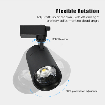 Supermarket LED Track Light Wysoki wskaźnik wyświetlacza Regulowany reflektor LED COB